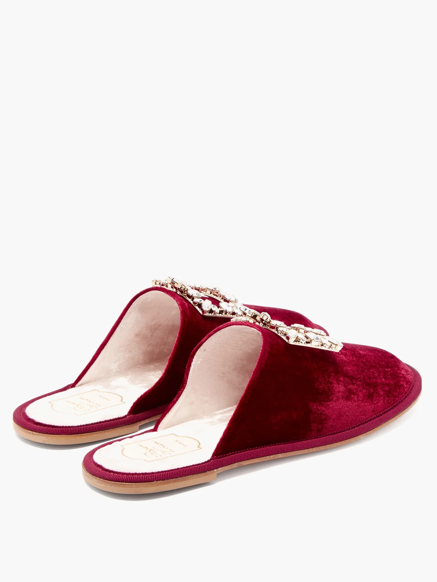 Hotel Vivier crystal-buckle velvet slippers - 4