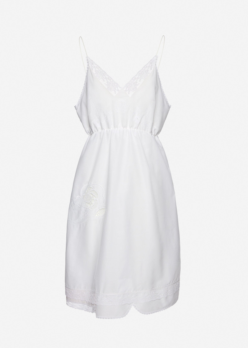 Lace-trim slip midi dress in white 1