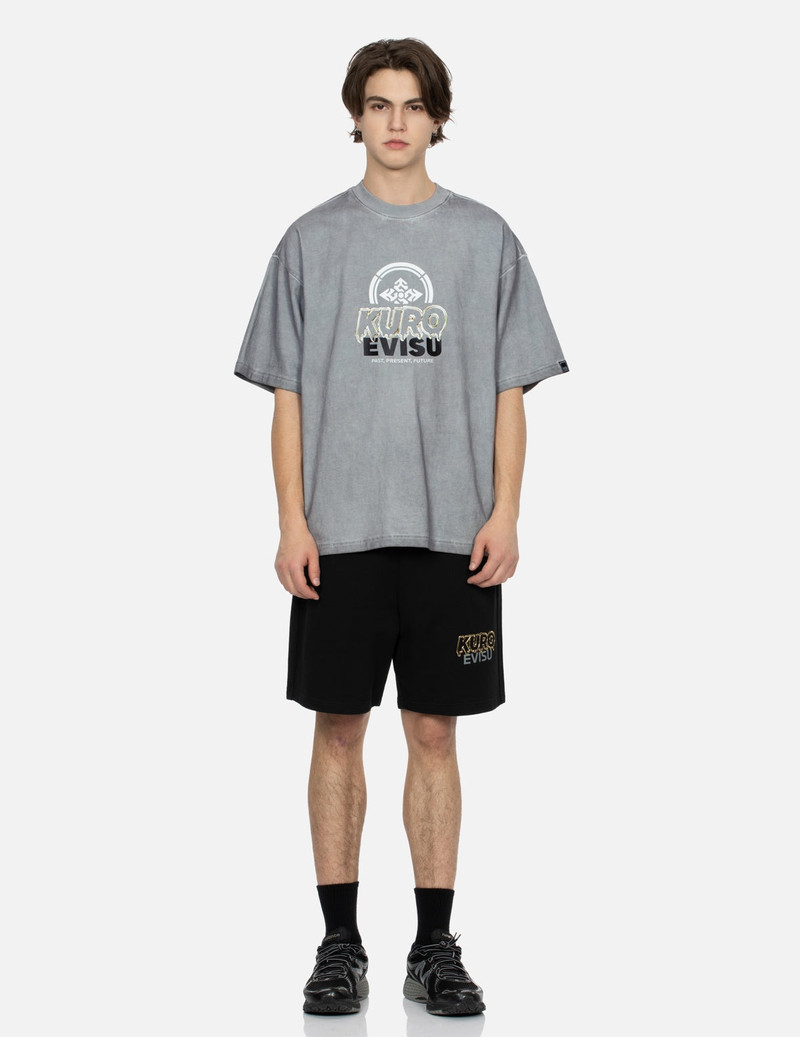 Kamon and Melting Metallic Logo Print Loose Fit T-Shirt 5