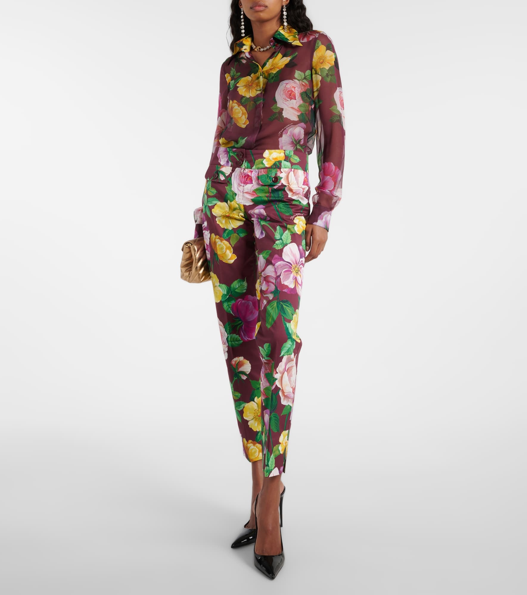 Floral low-rise cotton-blend pants - 2