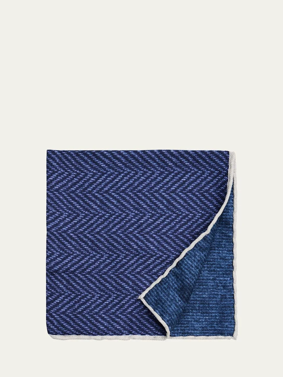 Men's Chevron-Print Silk Pocket Square - 1