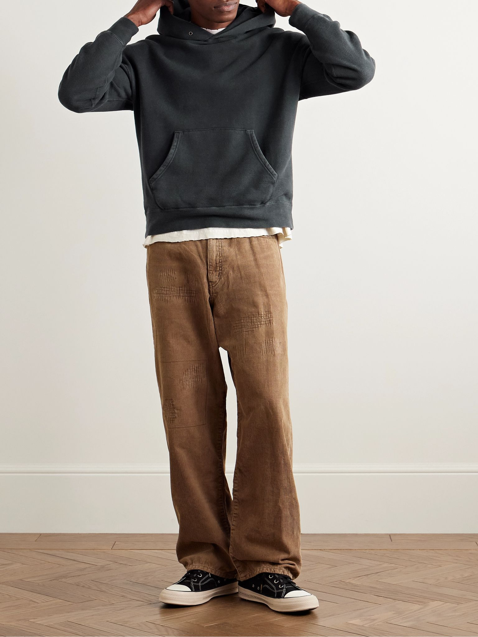 Jumbo Garment-Dyed Cotton-Blend Jersey Hoodie Black - 2