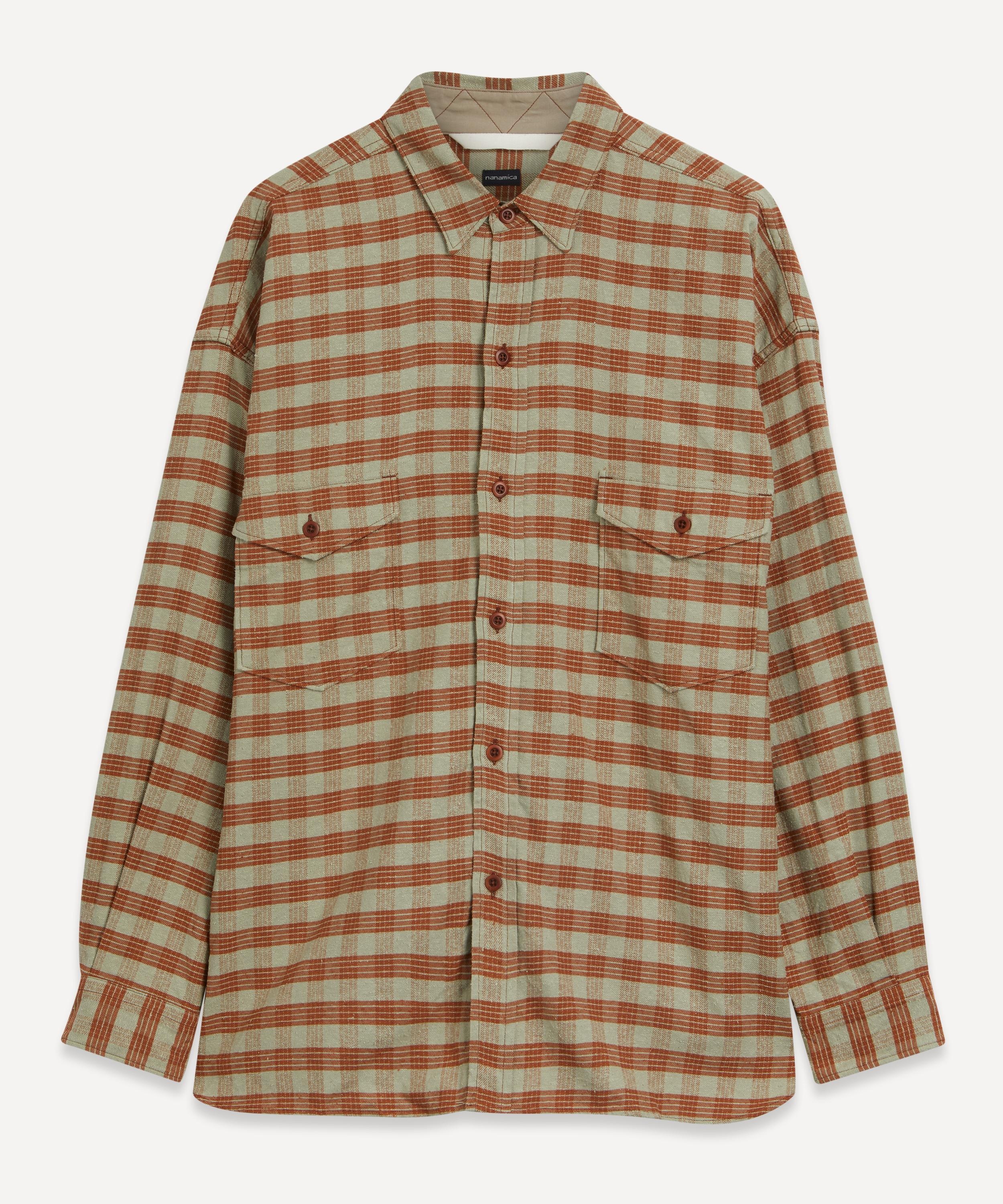 ナナミカ コットン シルク デッキシャツ チェックシャツ SUGF356