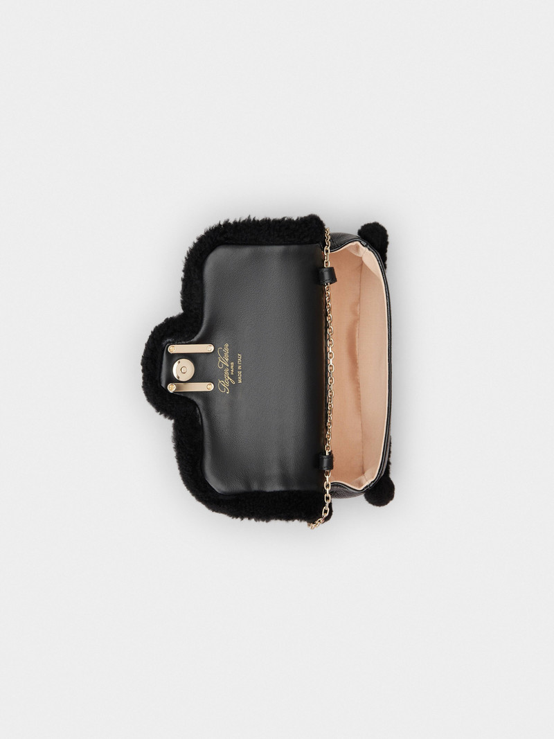 Jeu de Fille Viv' Shearling Strass Buckle Clutch Bag in Patent Leather 6
