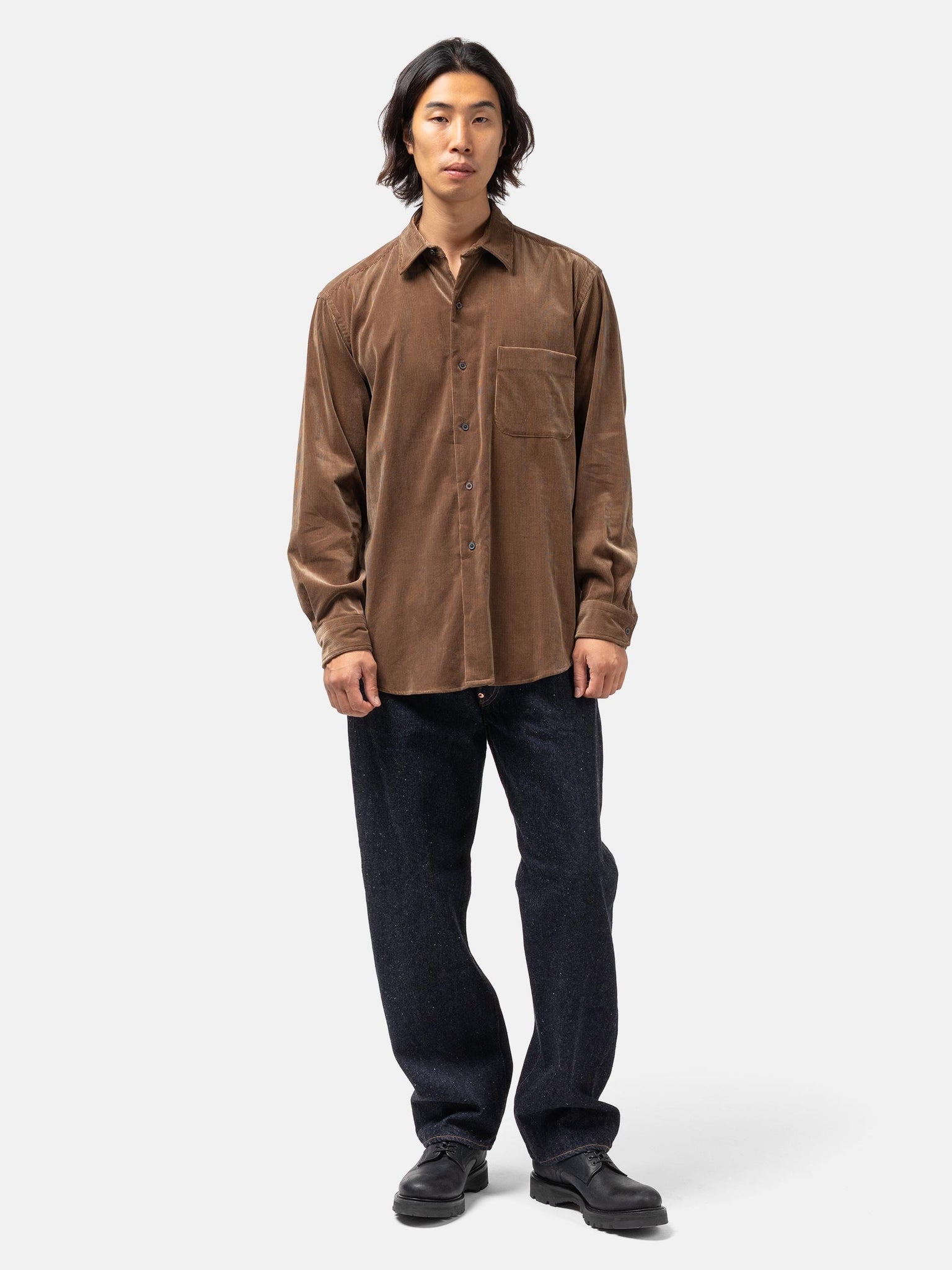 Suvin Corduroy Regular Collared Shirt Brown - 2
