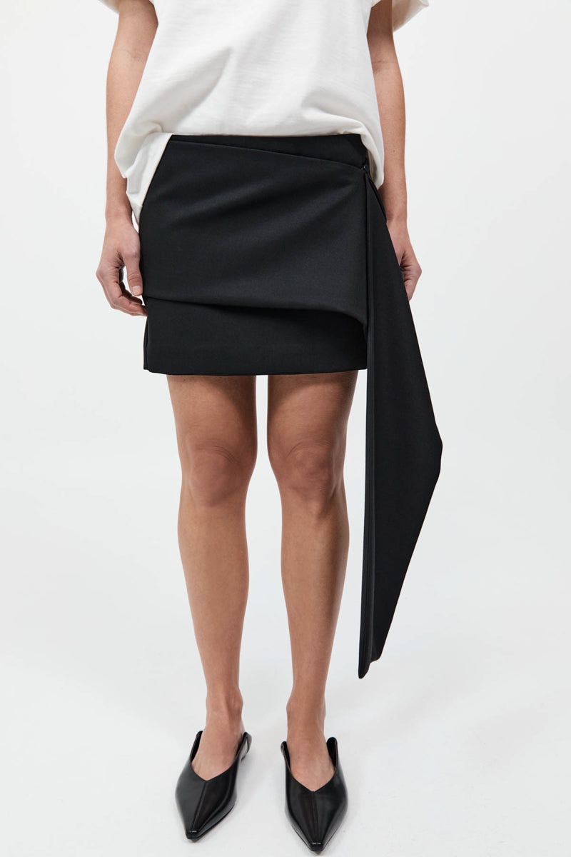 Scarf Mini Skirt - Black - 4