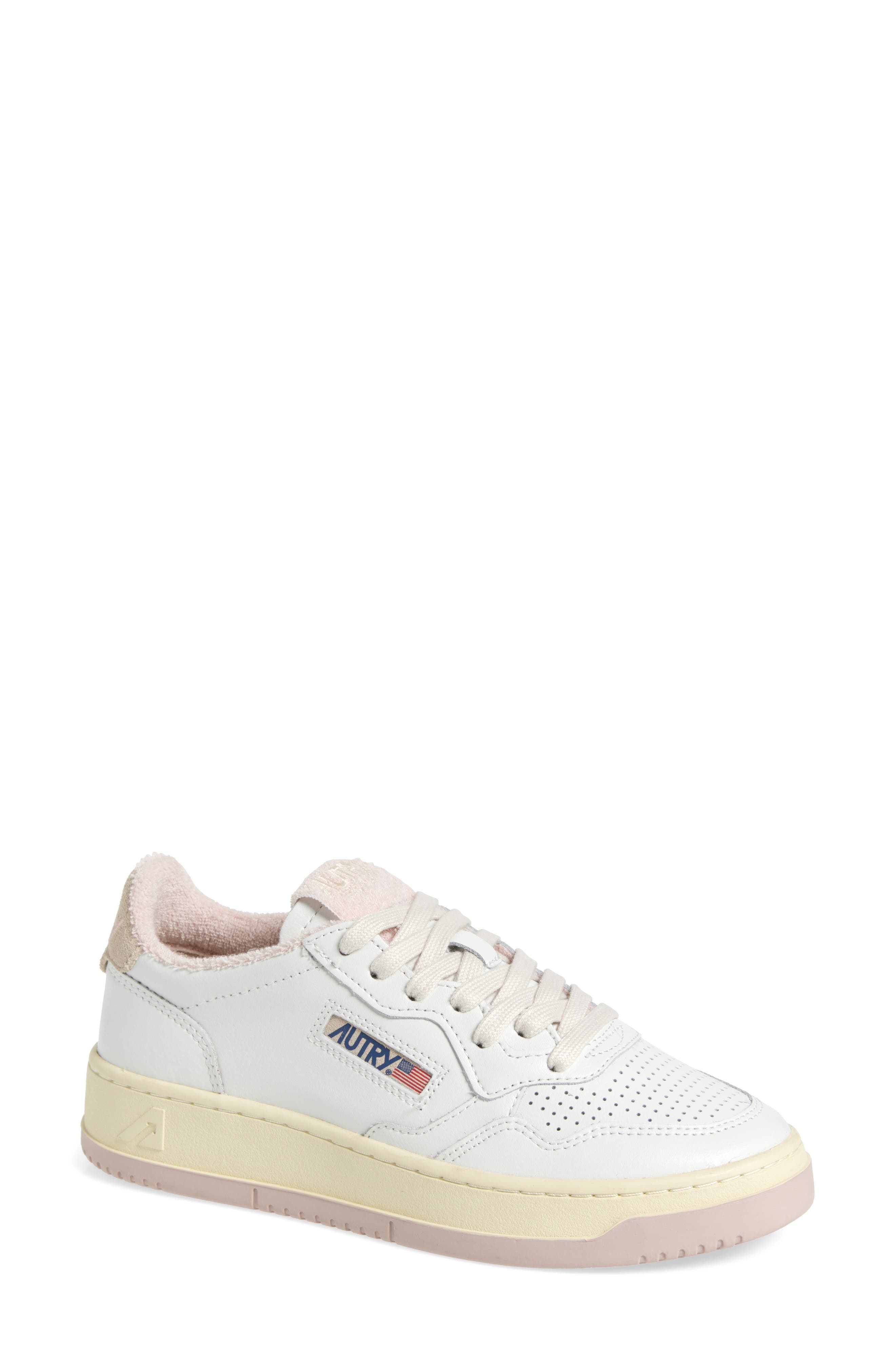 AUTRY Medalist Low Sneaker in White/Pink at Nordstrom - 1