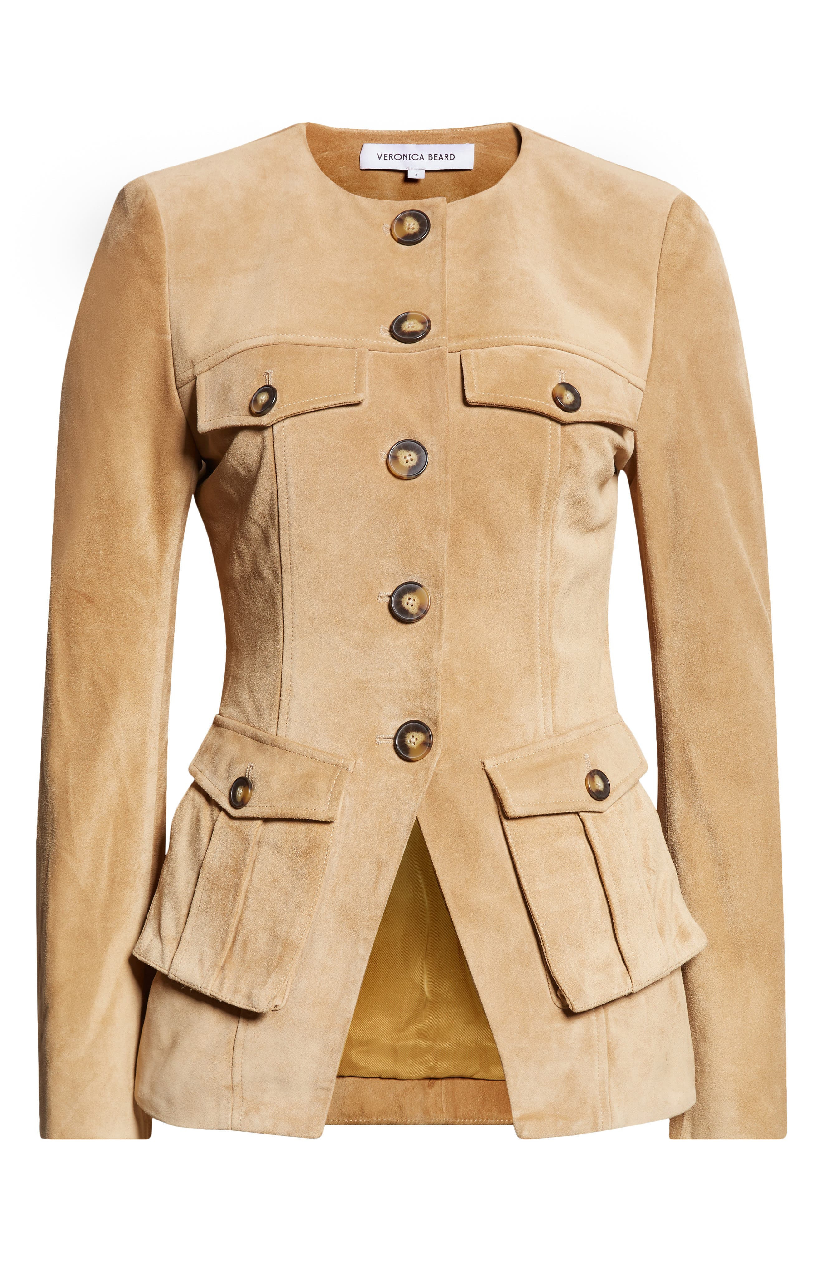 Veronica Beard Orrin Suede Cargo Jacket in Desert Khaki at Nordstrom - 7