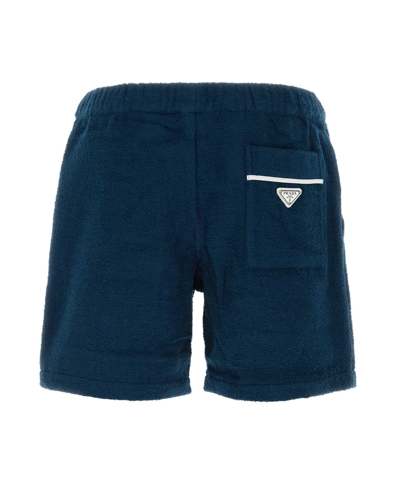 Navy Blue Terry Bermuda Shorts - 2