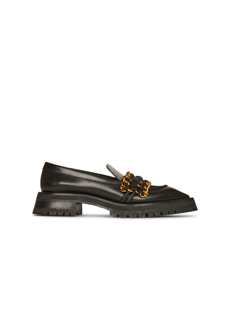 Leather Army loafers with chain 1