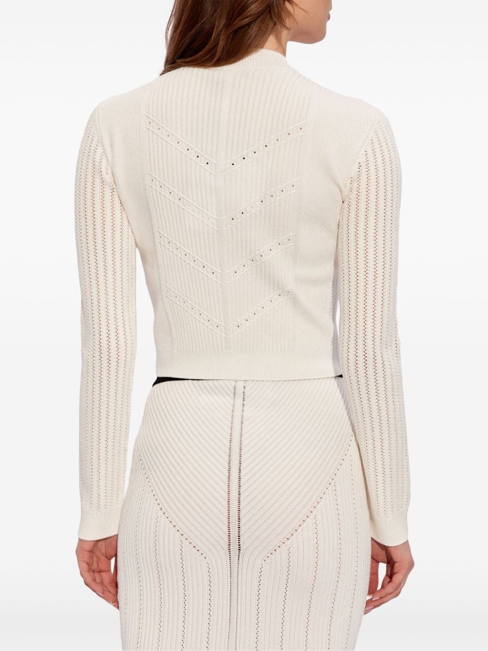 cropped ribbed-knit cardigan - 4