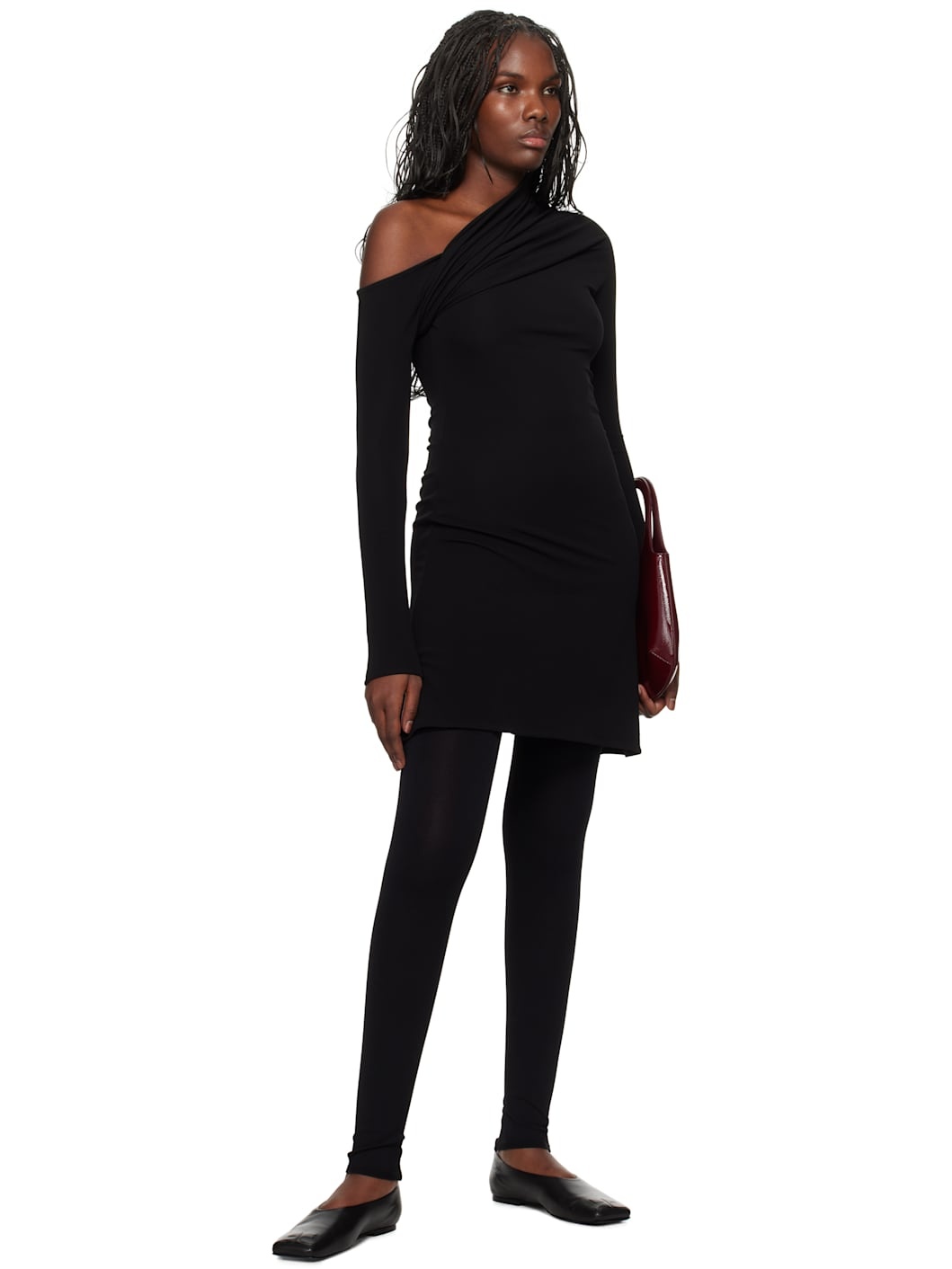 Black Twist Crepe Minidress - 5