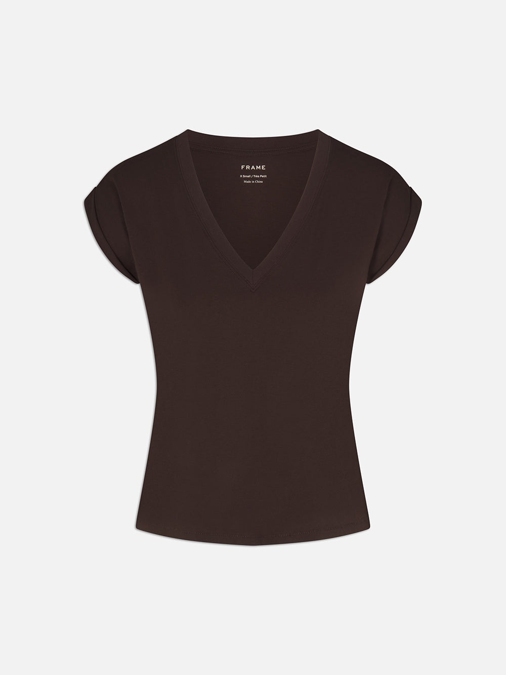 Easy V-Neck Tee in Chocolate Brown - 1