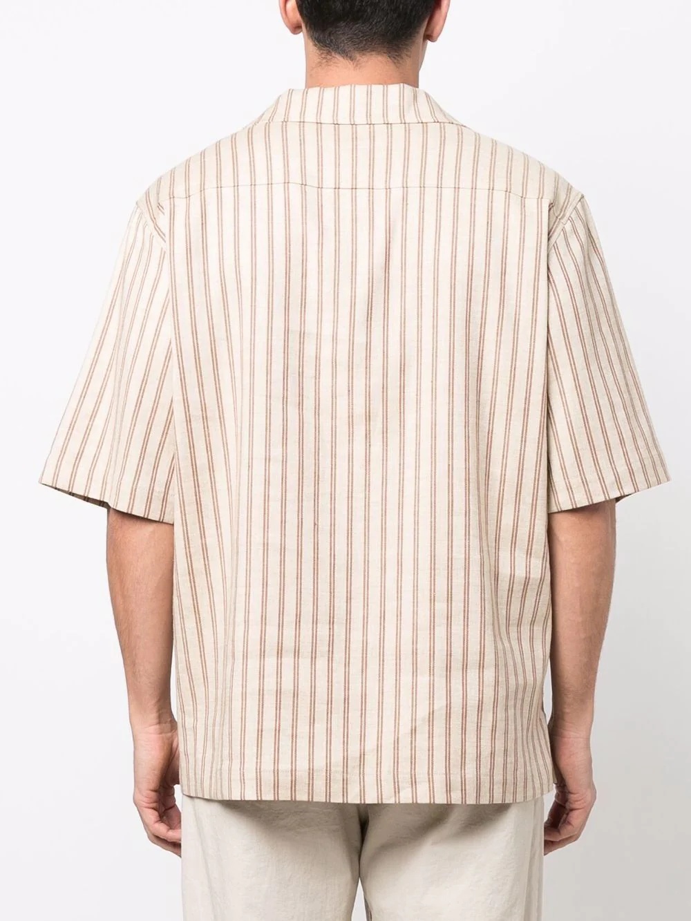 stripe-print short-sleeved shirt - 4