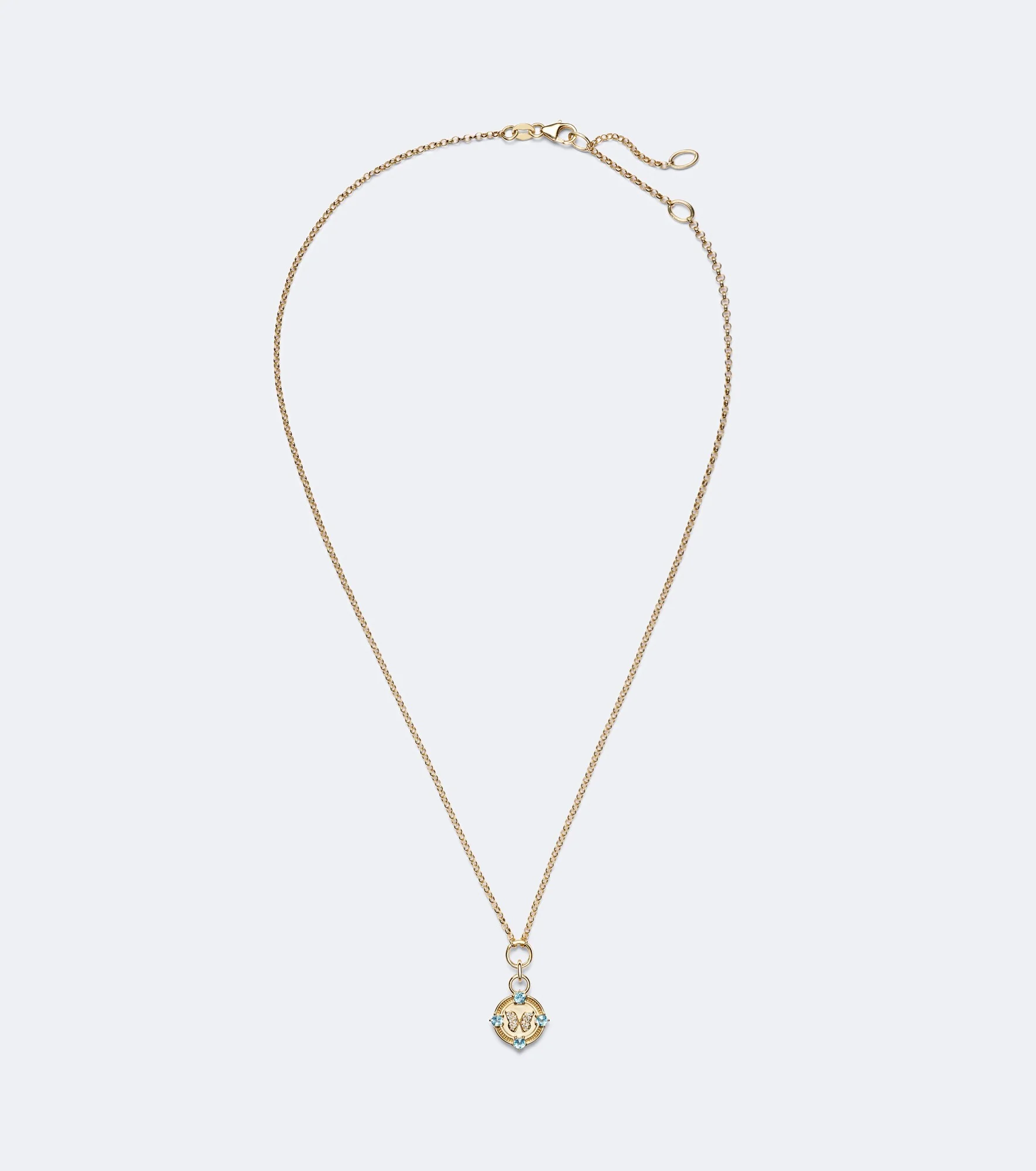 Butterfly 18kt gold pendant necklace with diamonds and topaz - 1