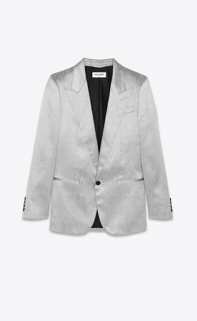 fitted single-breasted jacket in silk shantung 1
