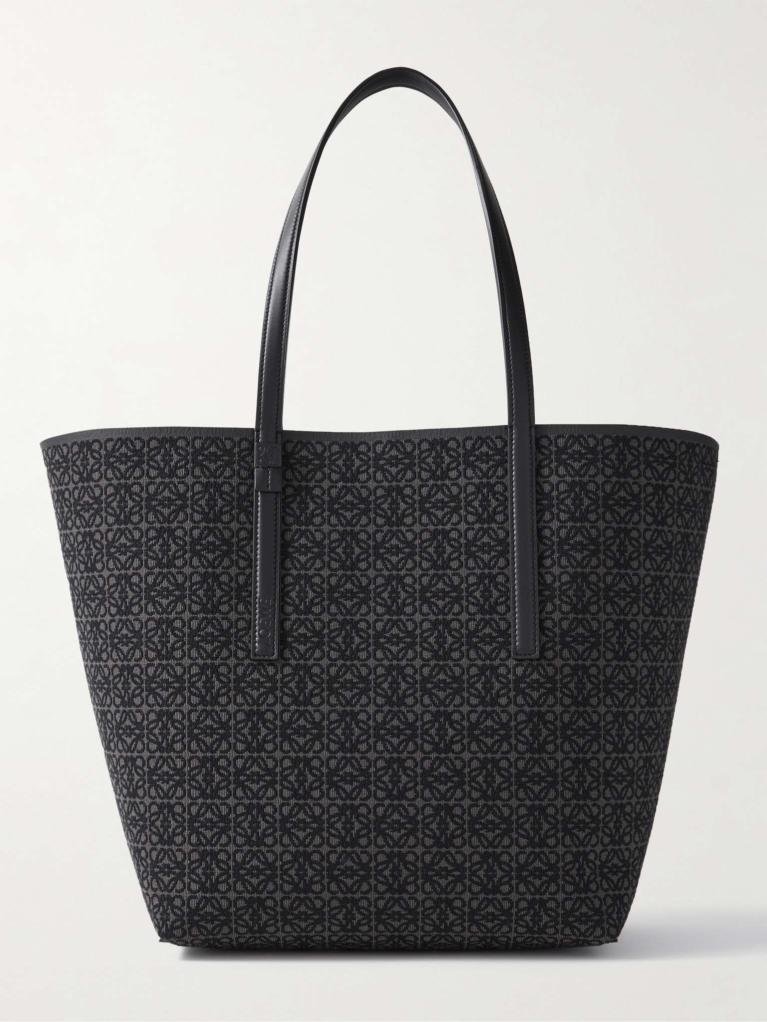 Leather-Trimmed Logo-Jacquard Canvas Tote Bag - 1