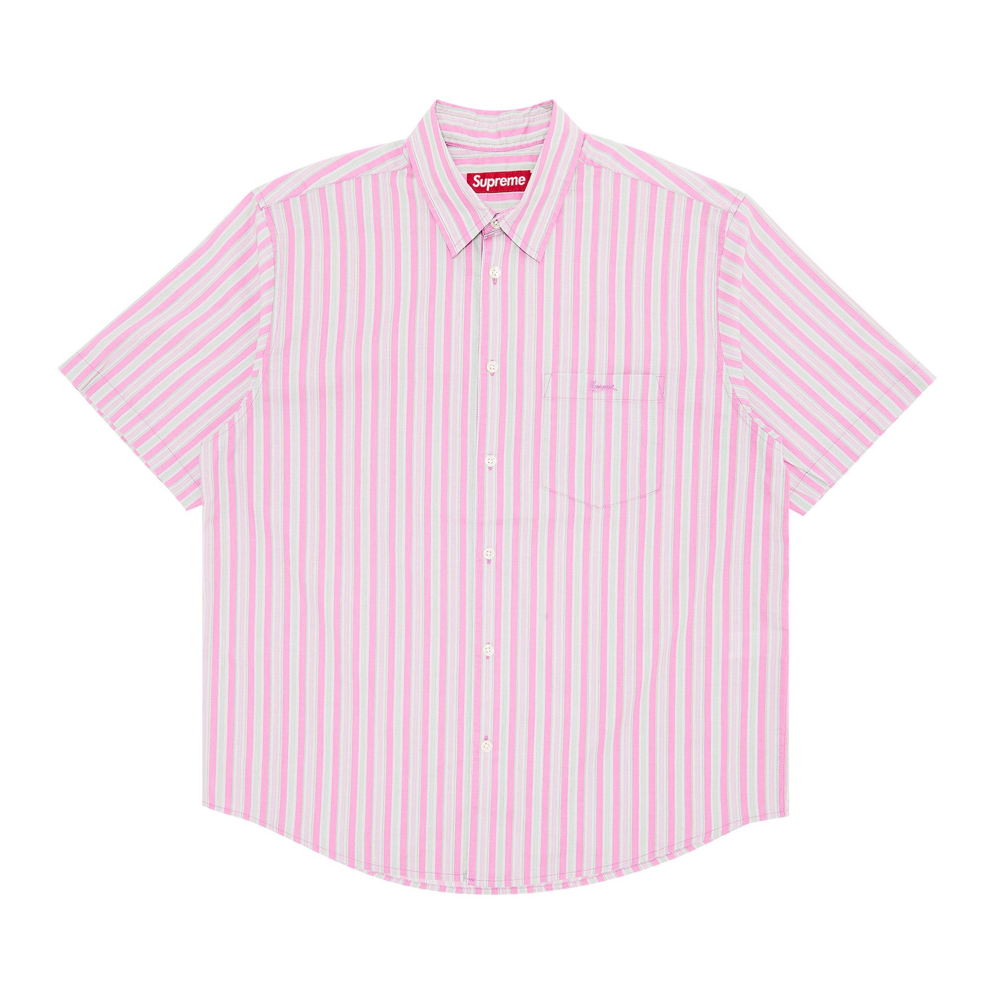 Supreme Loose Fit Multi Stripe Short-Sleeve Shirt 'Pink' - 1