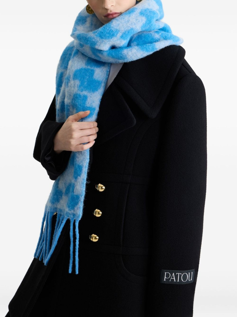 PATOU geometric-pattern fringed scarf outlook