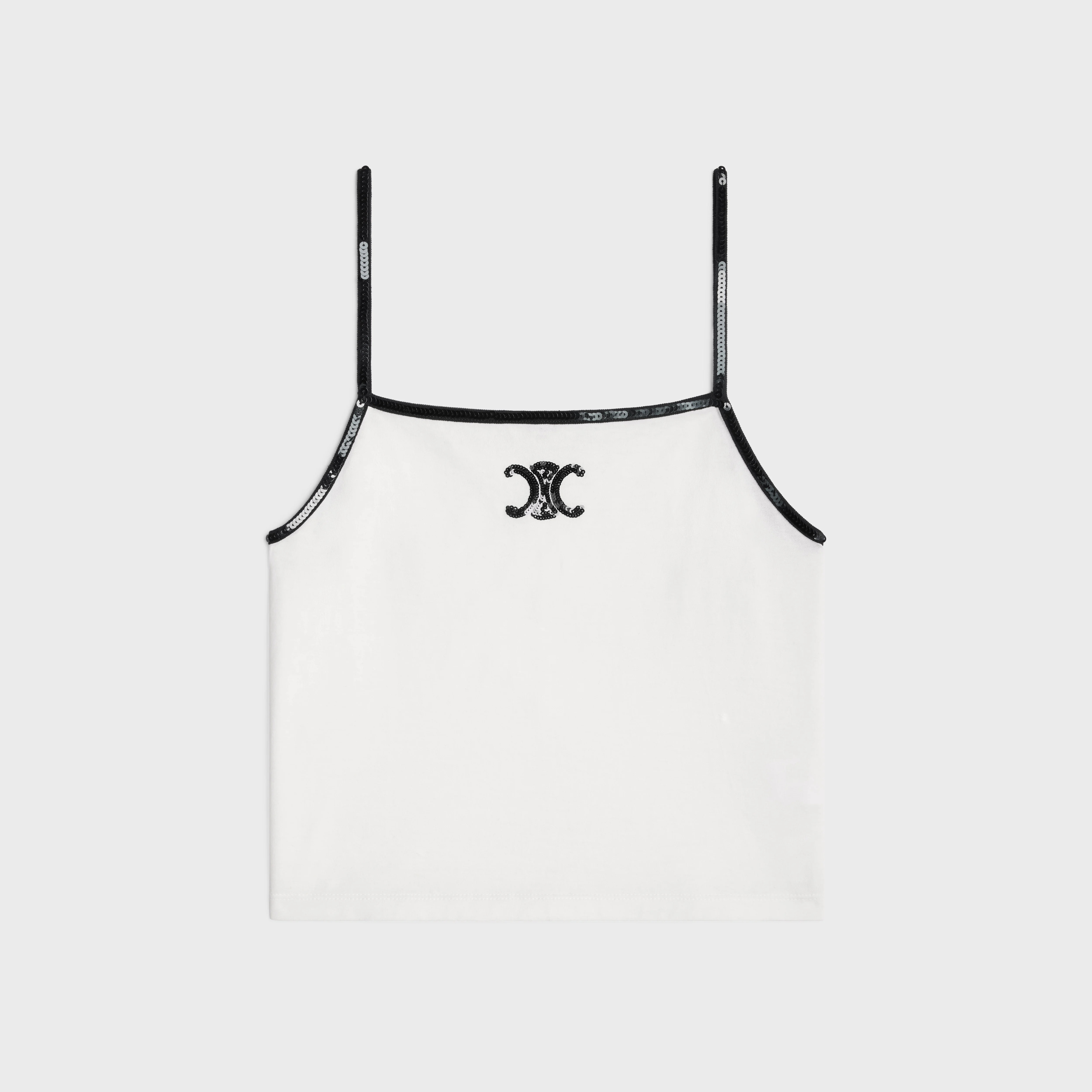 関税込 CELINE | EMBROIDERED TANK TOP IN SILK AND COTTON CELINE HOMME Logo-Embroidered Ribbed Silk and Cotton-Blend