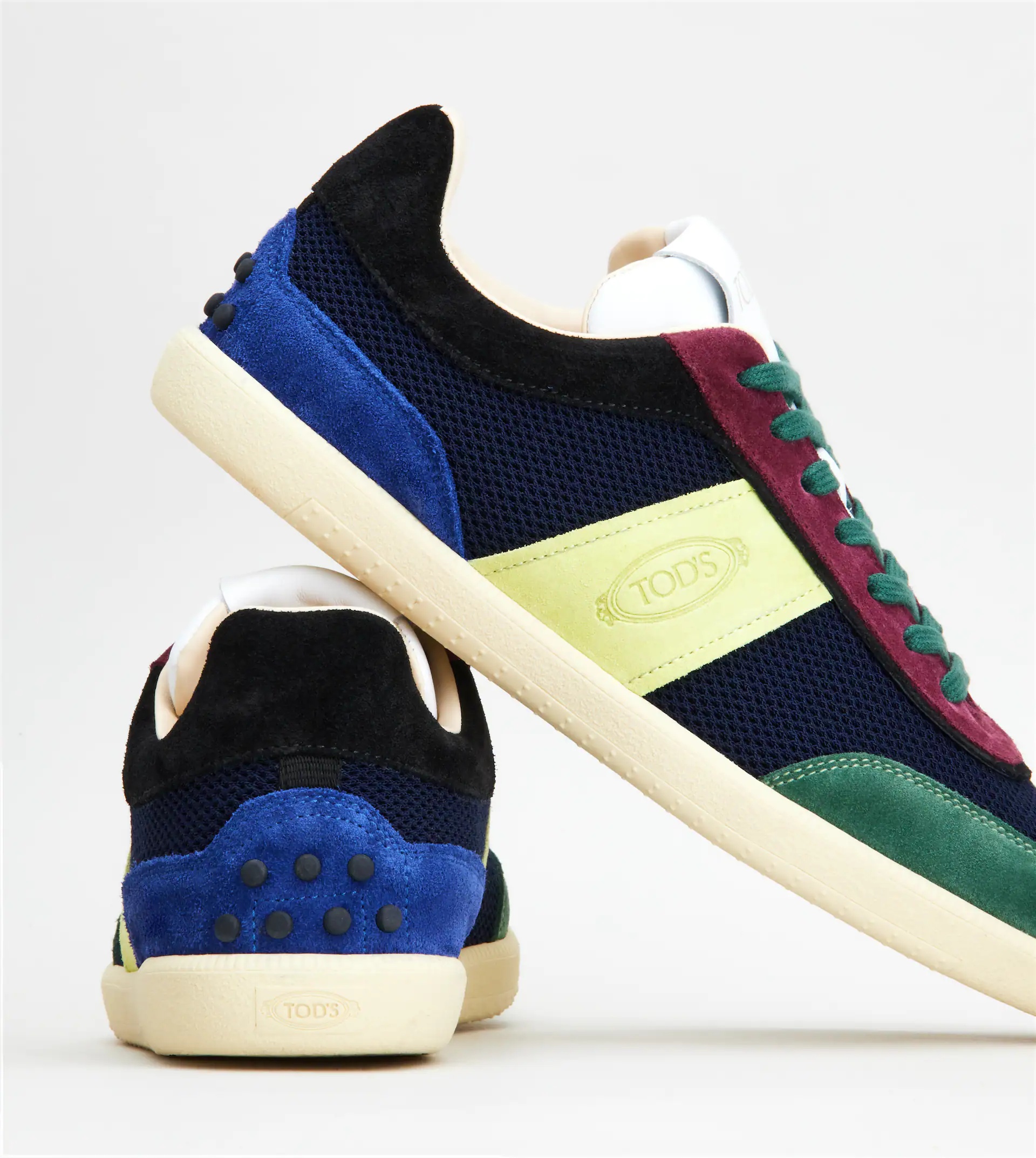 TOD'S TABS SNEAKERS IN SUEDE AND TECHNICAL FABRIC - BLUE, YELLOW, GREEN - 7