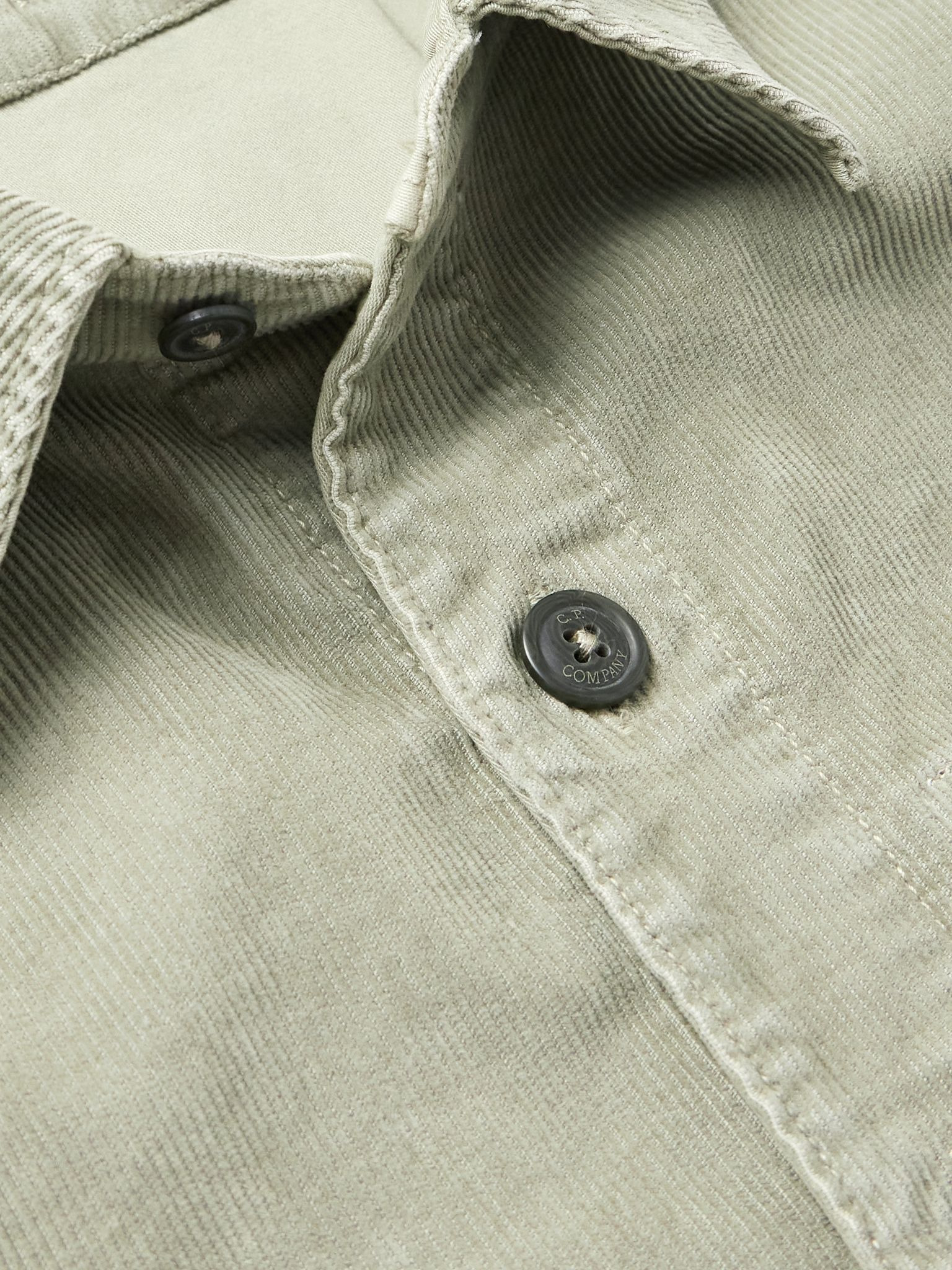 Logo-Appliquéd Cotton-Blend Corduroy Overshirt Gray - 4