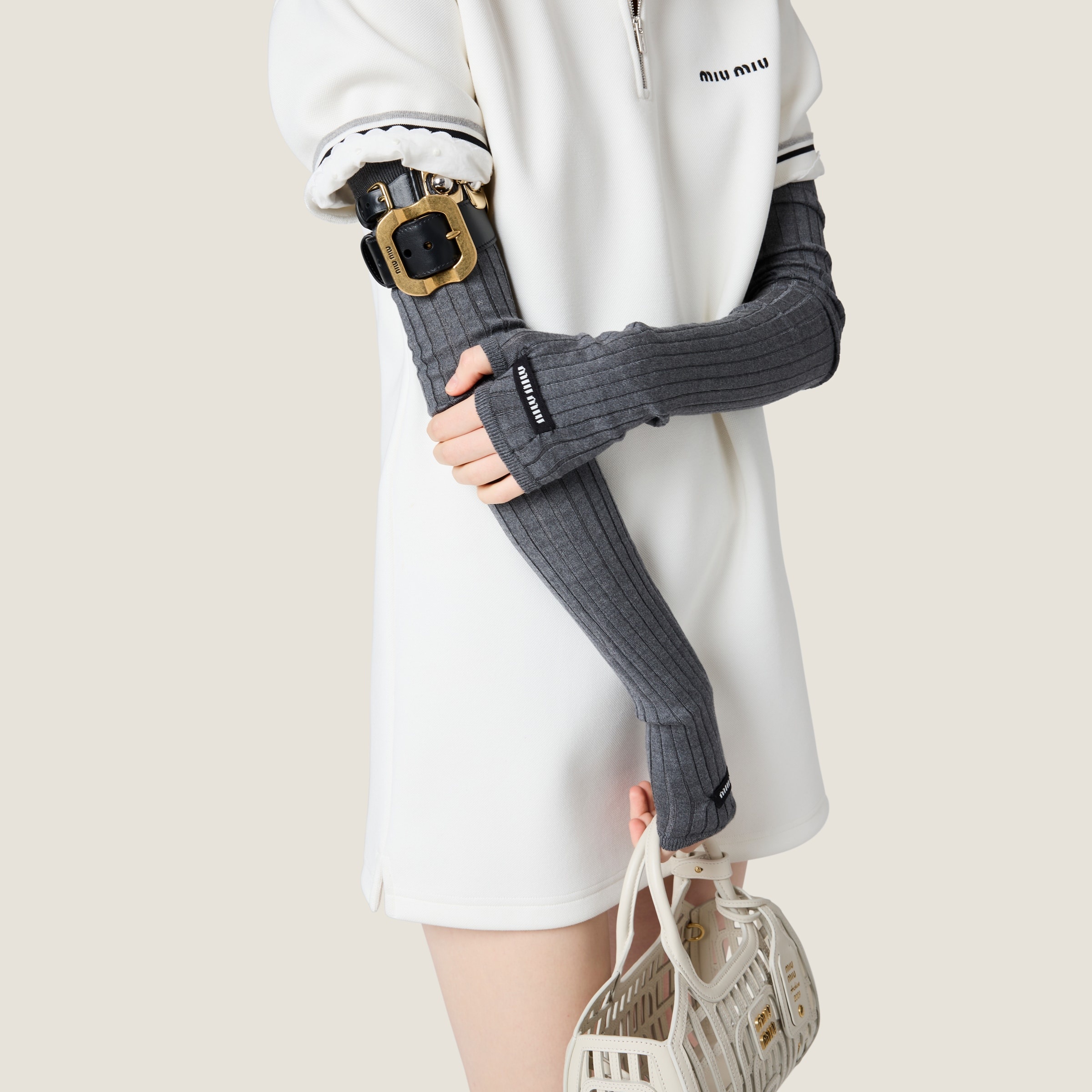 Bonded piqué and technical jersey dress - 5
