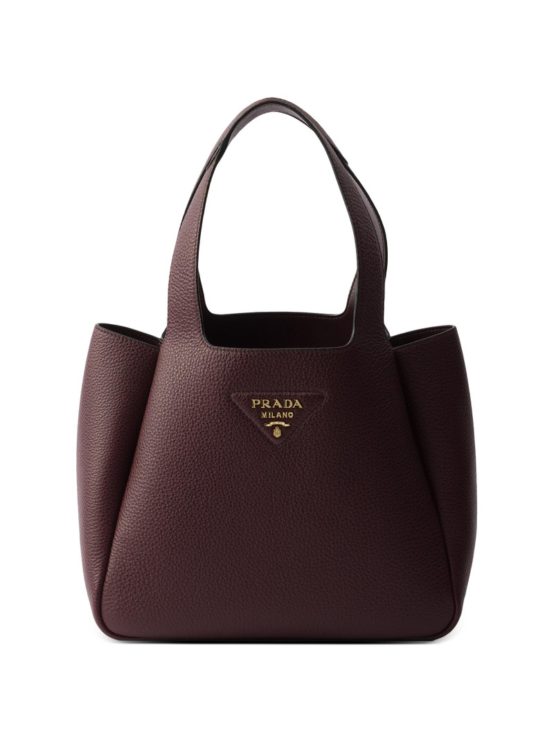Women's Small Leather Tote Bag - Dark Red 1