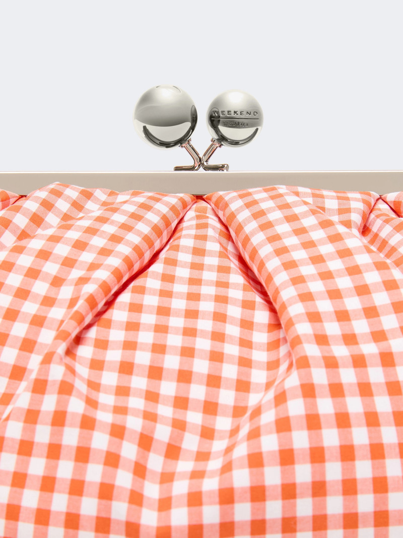 BETA Large gingham cotton Pasticcino Bag - ORANGE 4