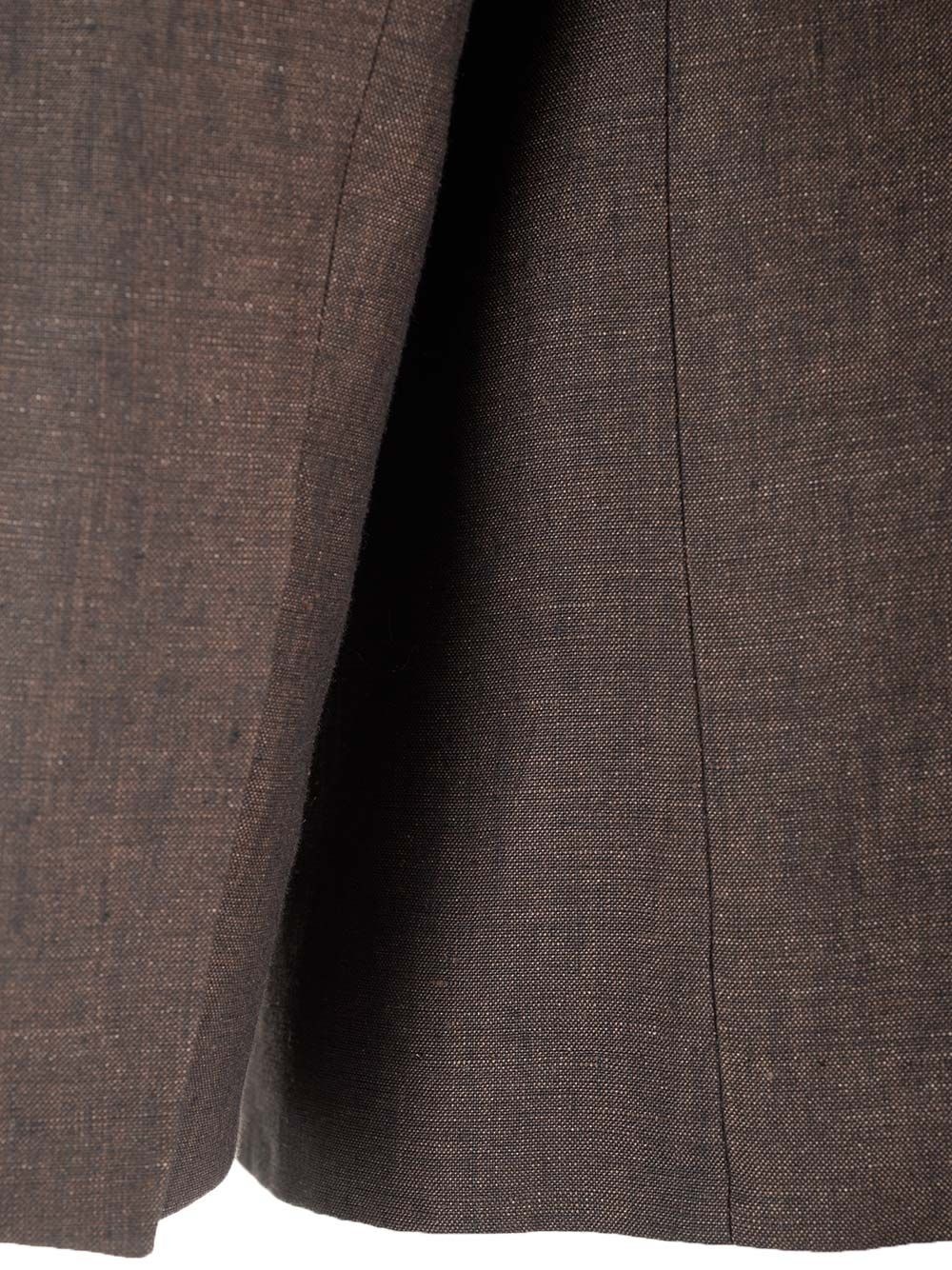 Linen Single-Breasted Tailored Jacket Jackets Brown - 8
