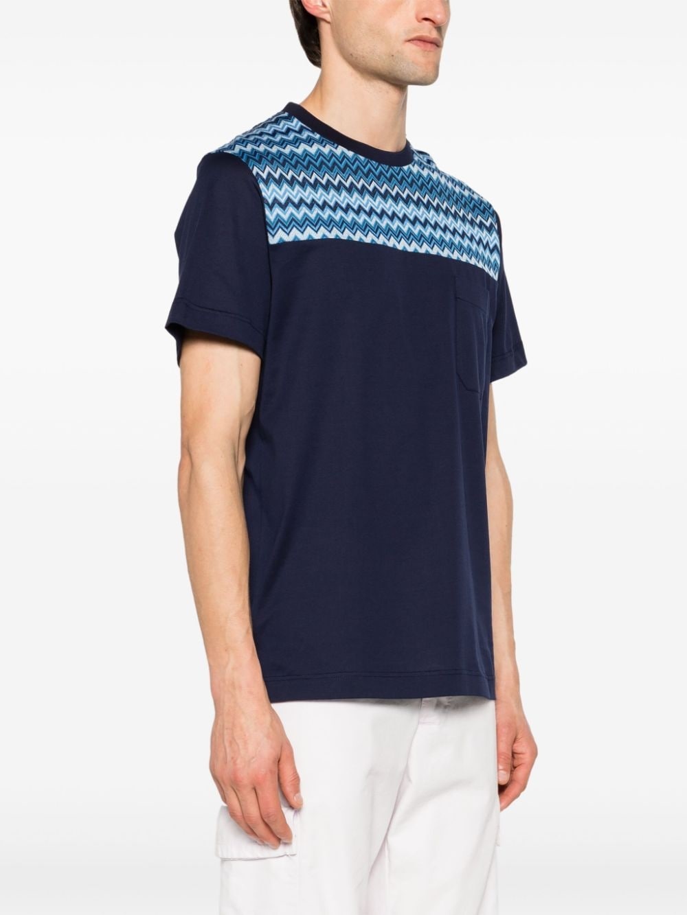 zigzag-panel cotton T-shirt - 3