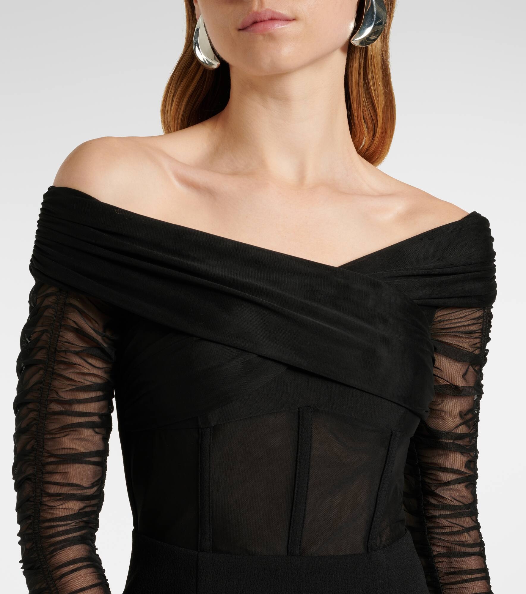 Astra crêpe and mesh minidress - 4