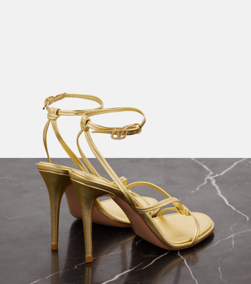 Valentino Eveninglam metallic leather sandals outlook