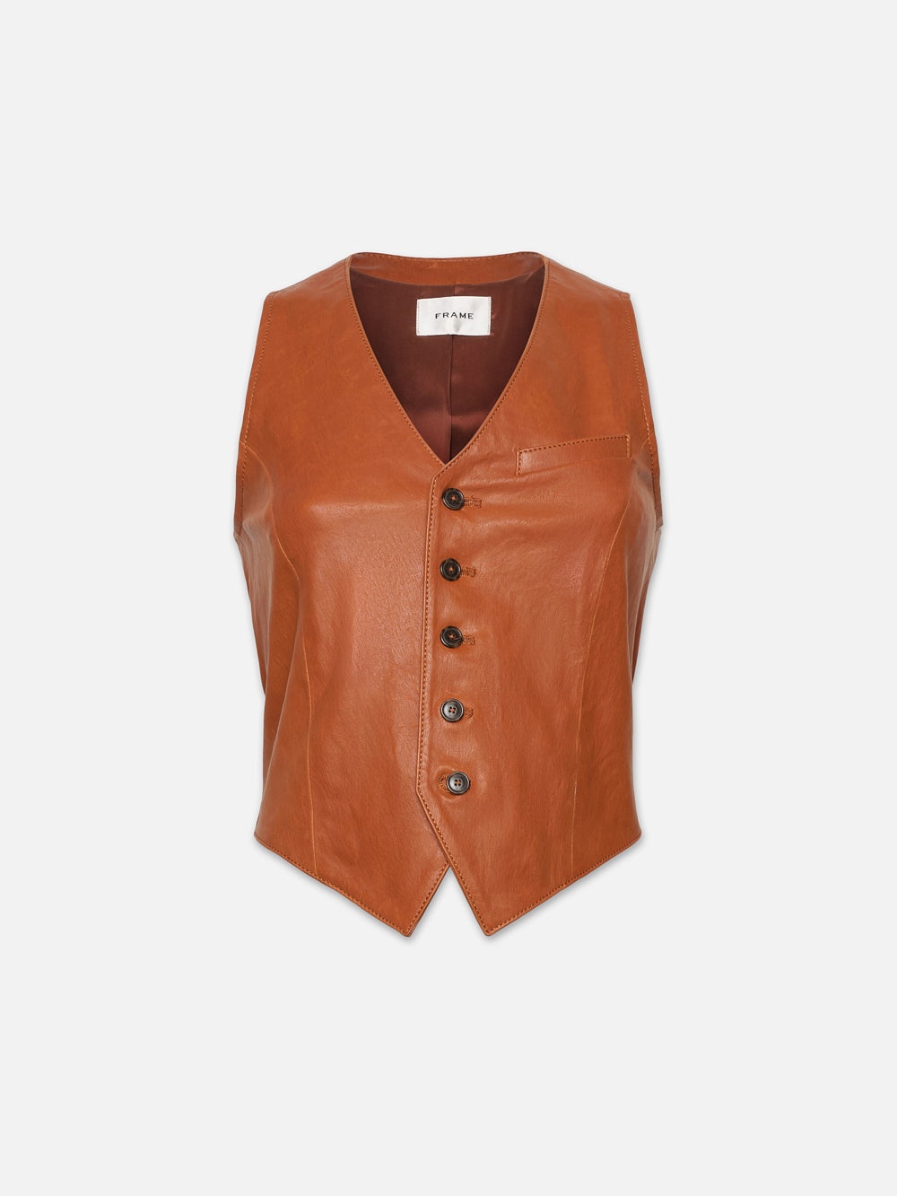 Button Up Leather Vest in Light Whiskey - 1