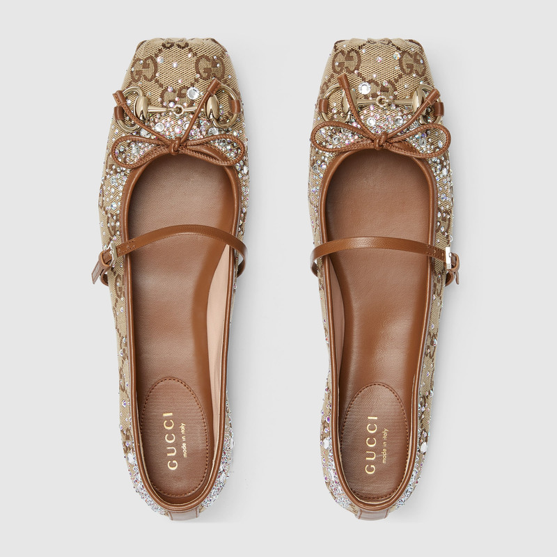 Women's GG crystal Gucci Horsebit ballet flat 5