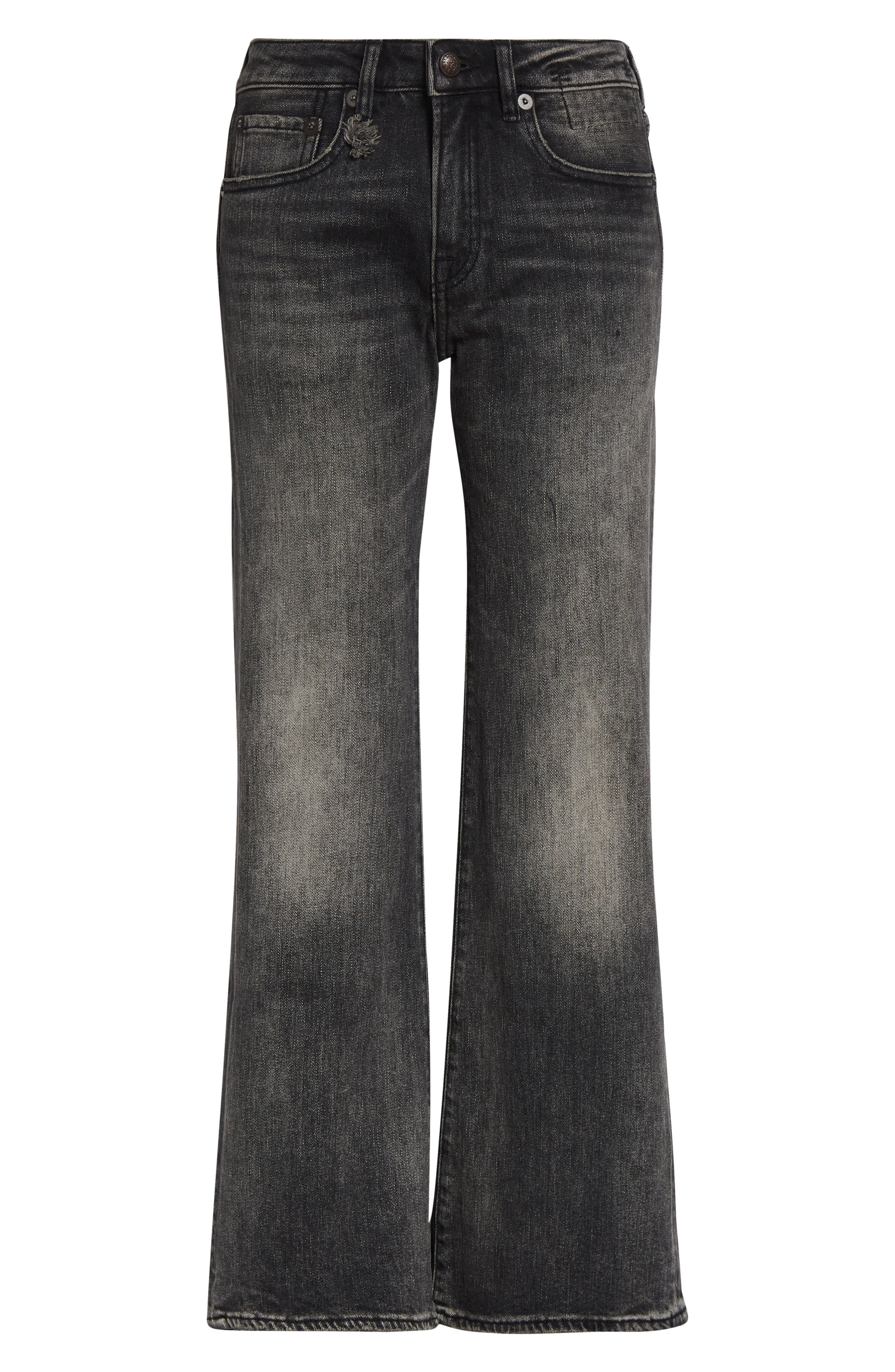 R13 Joan Kick Flare Jeans in Kennet Black Stretch at Nordstrom - 5
