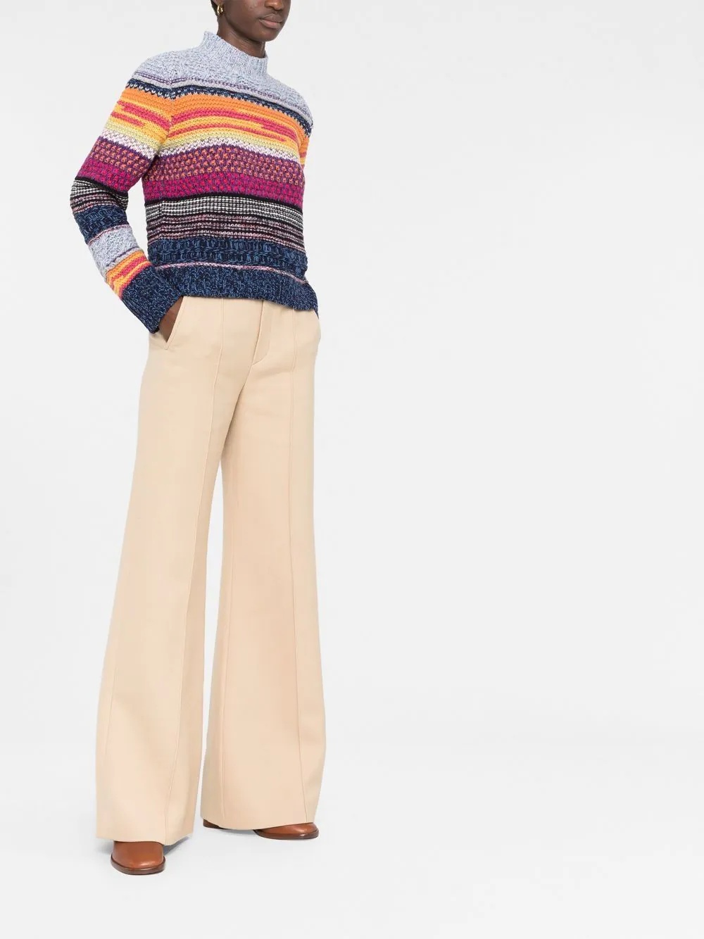 striped mock neck jumper - 6