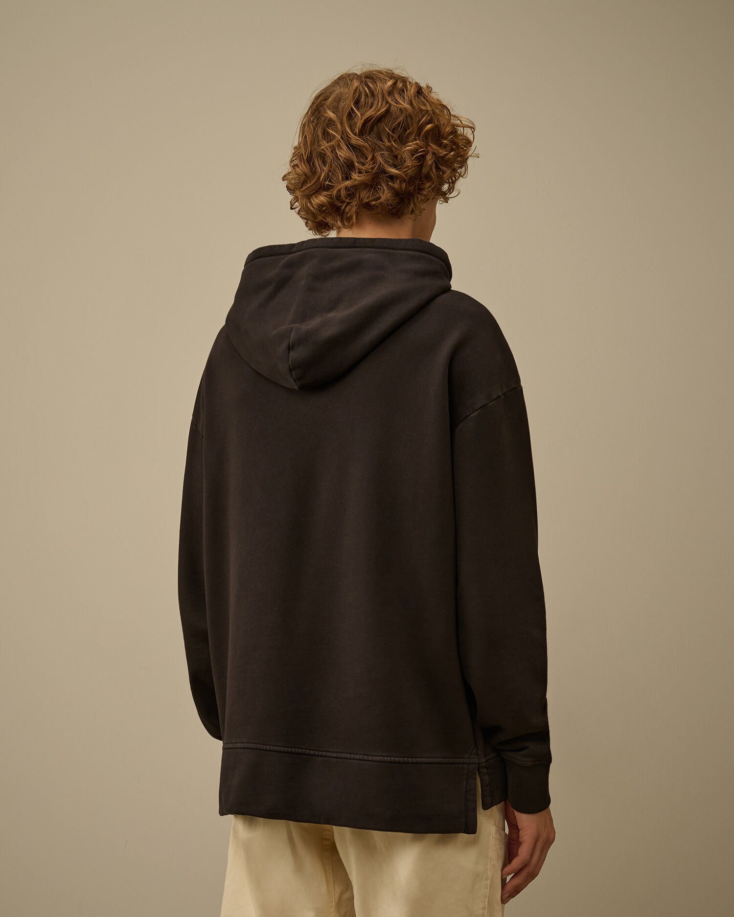 Brushed and Emerized Diagonal Fleece Boxy Hooded Sweatshirt - 4