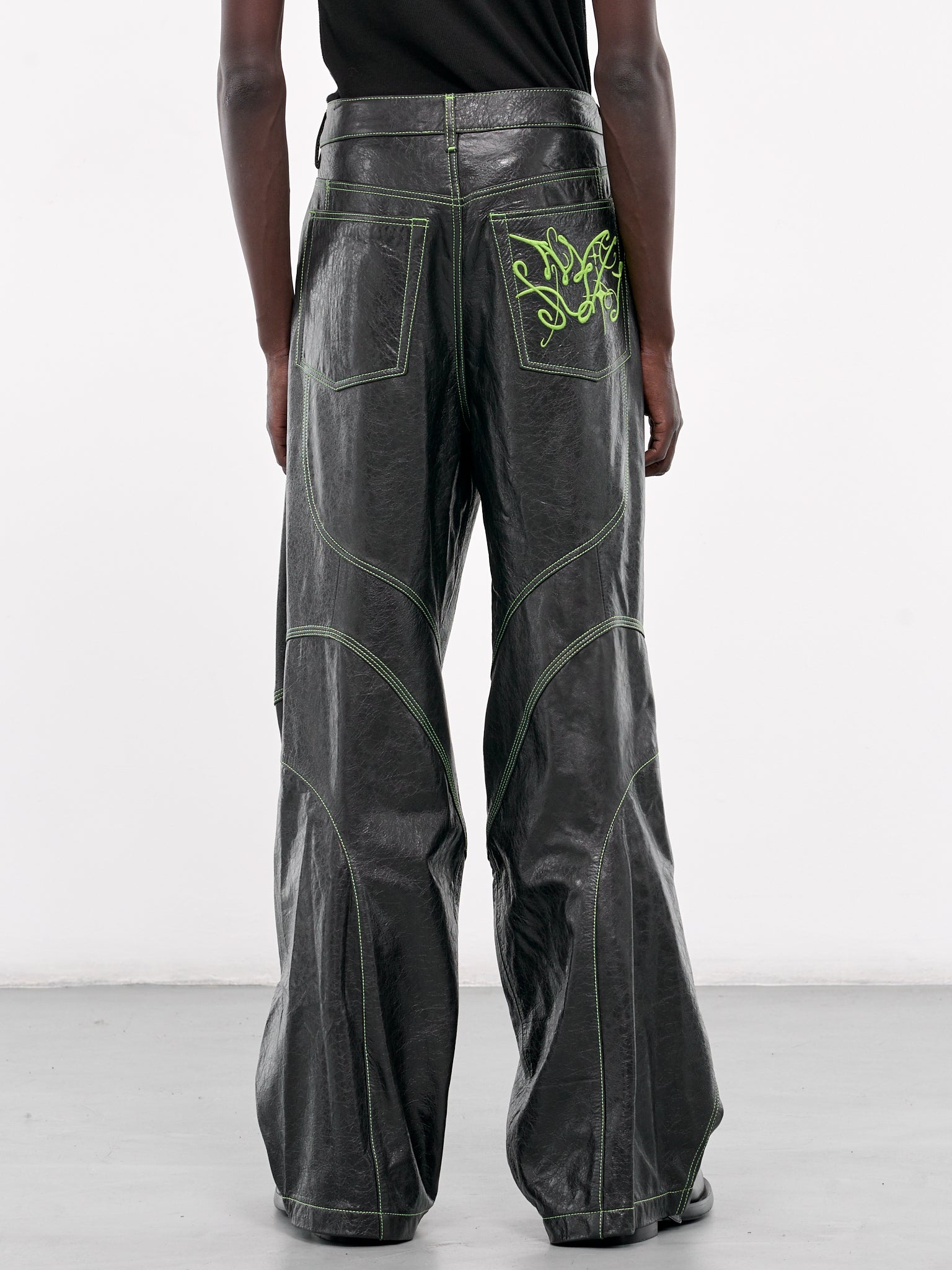 Leather Embroidered Trousers - 3