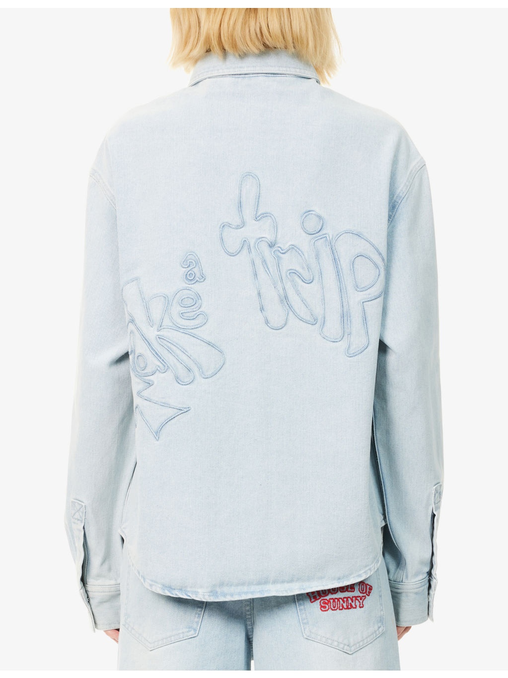 Take A Trip Embroidered Denim-Blend Shirt - 4