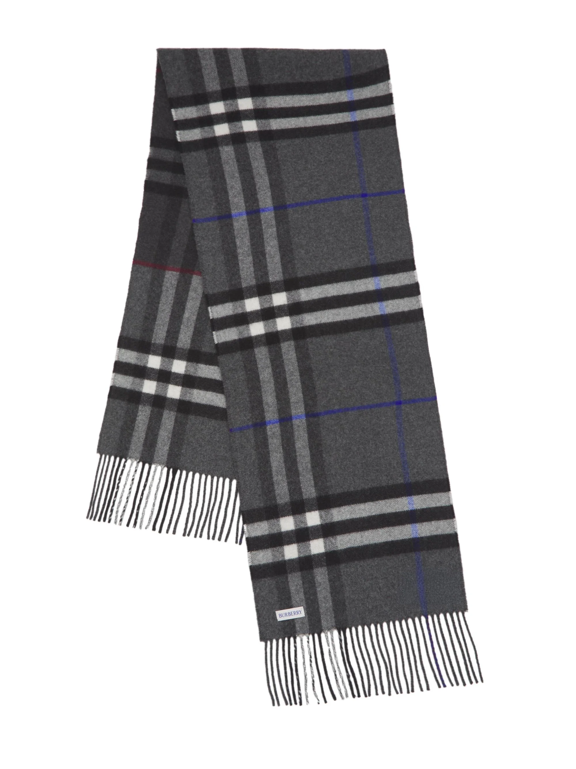 Men's Check Cashmere Scarf - Marlborough Charcoal - 1