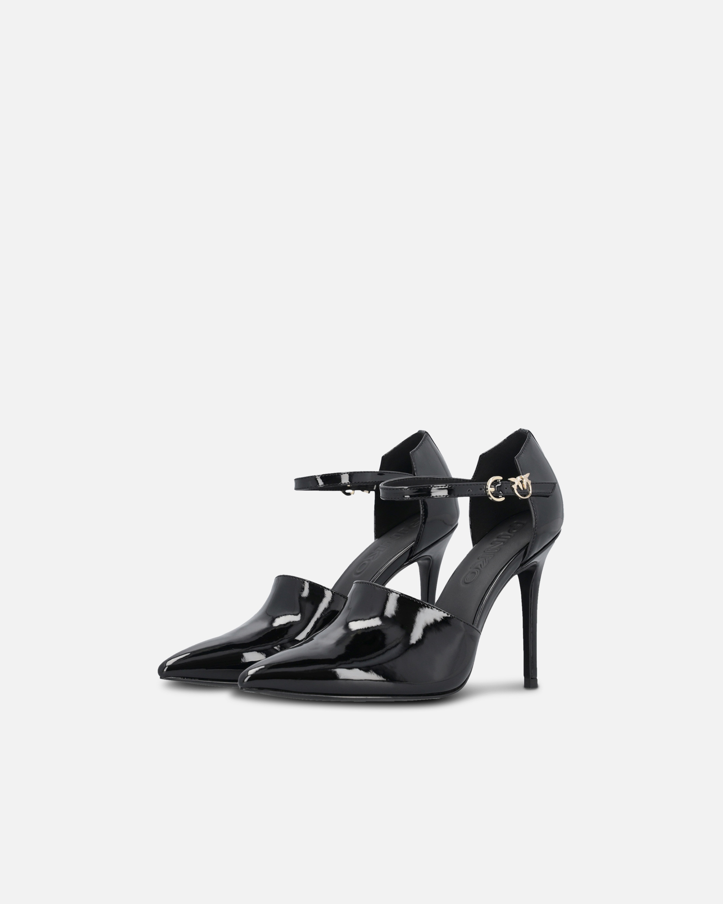 SHINY SHOES WITH HEEL AND FRONT STRAP - 6