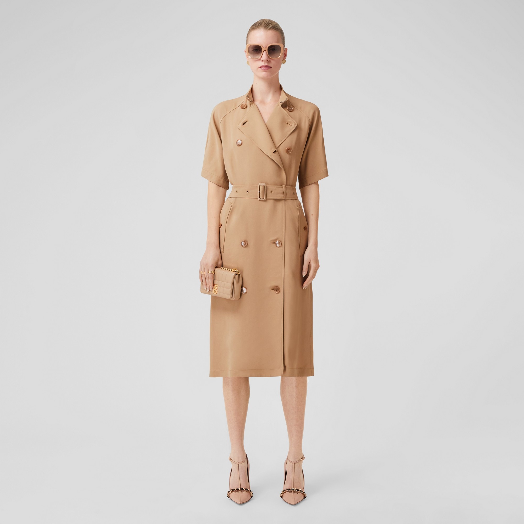 Burberry Short sleeve Viscose Cady Trench Dress REVERSIBLE