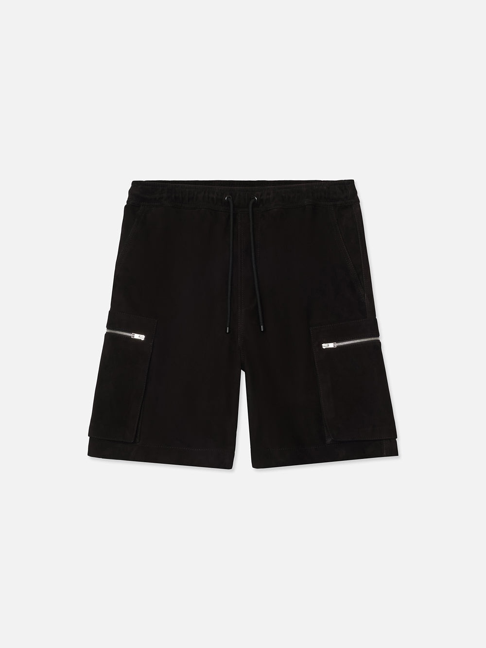 Suede Cargo Shorts in Black - 1