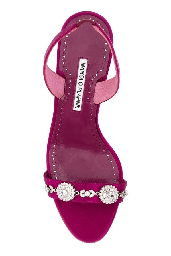 Fuchsia satin Lamisan sandals - 4