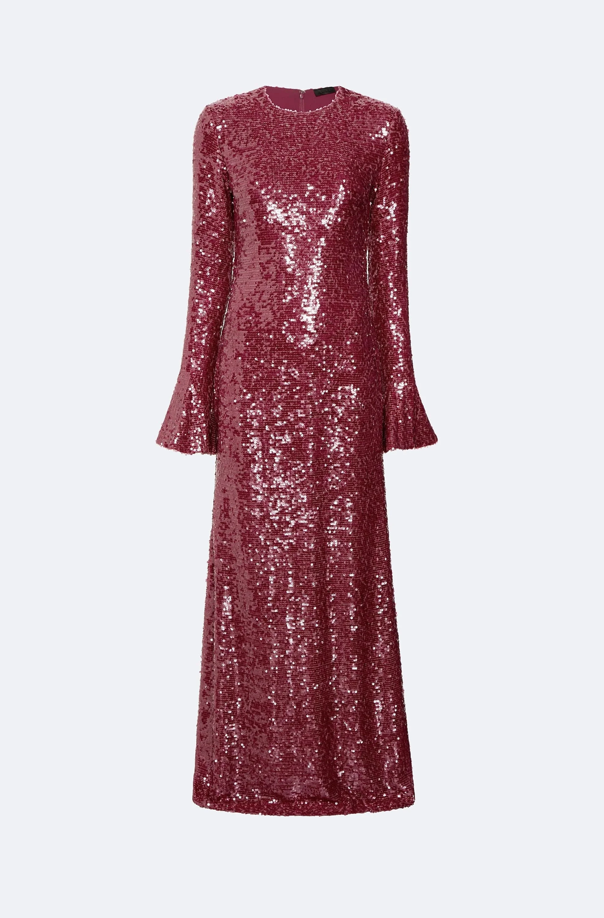 Sequin Flare Sleeve Boatneck Gown - 1