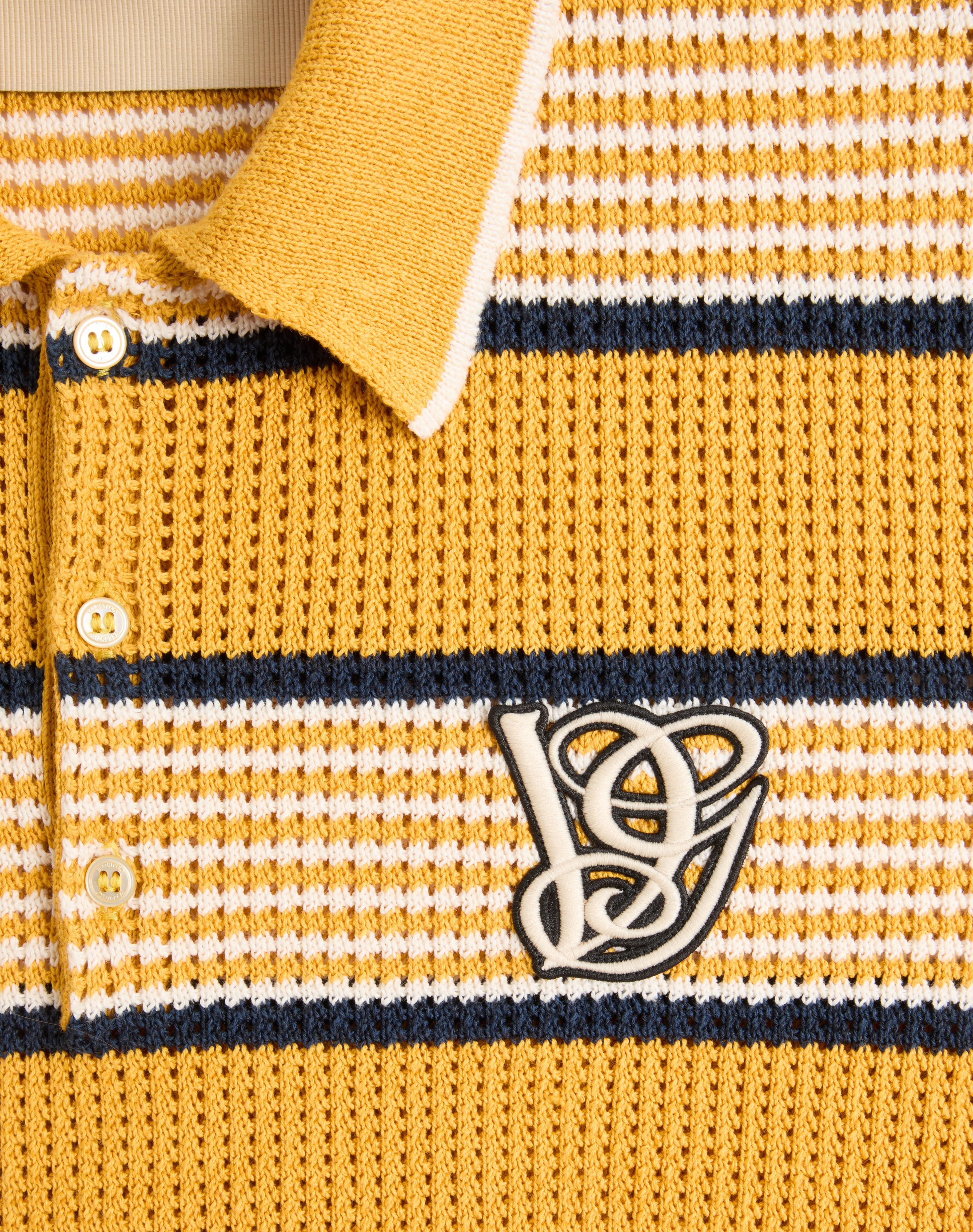 LONG-SLEEVED LINEN AND COTTON POLO SHIRT WITH VG PATCH - 7
