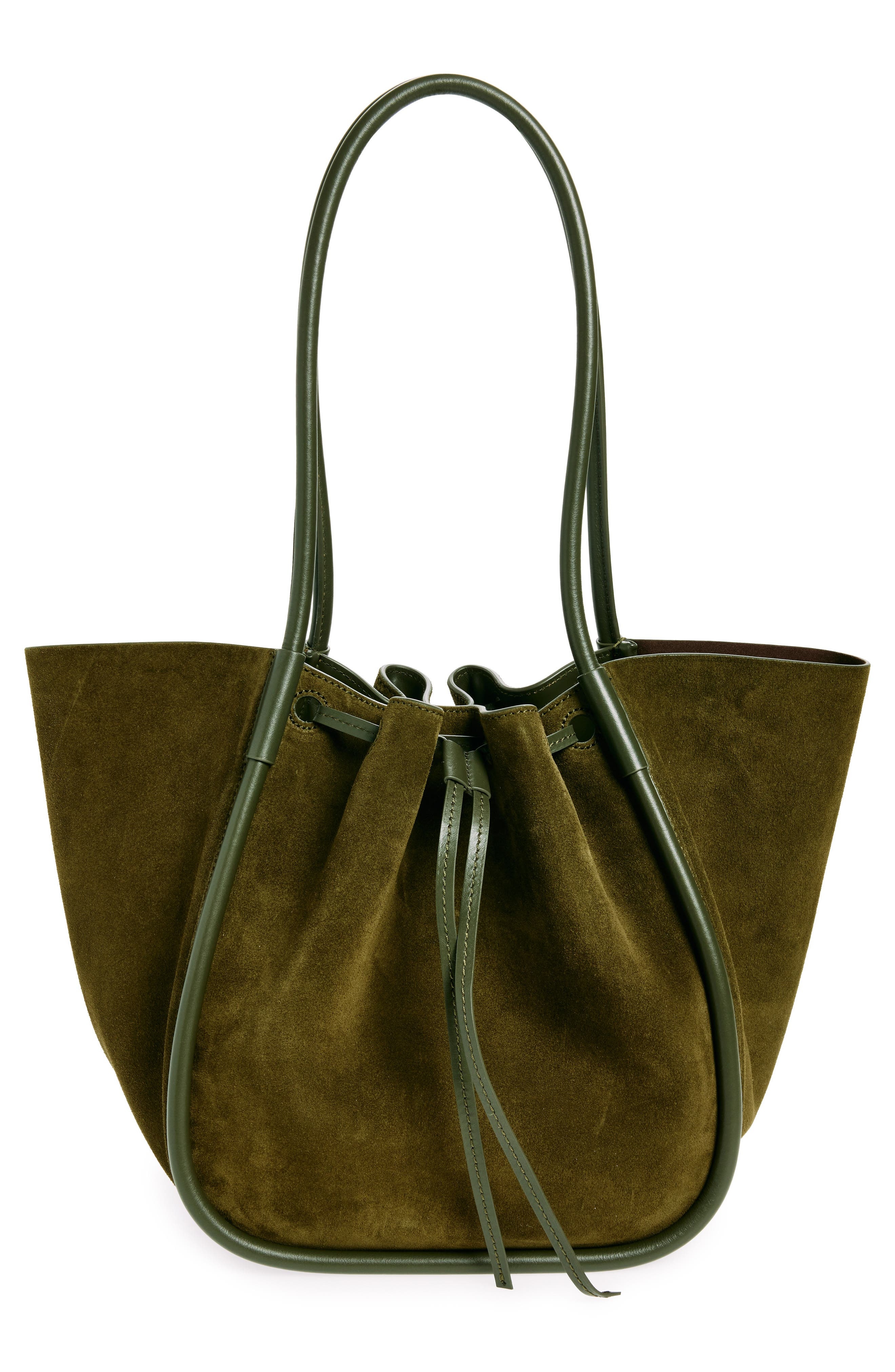 Proenza Schouler Large Ruched Suede Tote in Olive at Nordstrom - 4