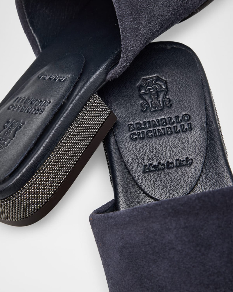 Suede Slide Sandals with Monili Heel 5