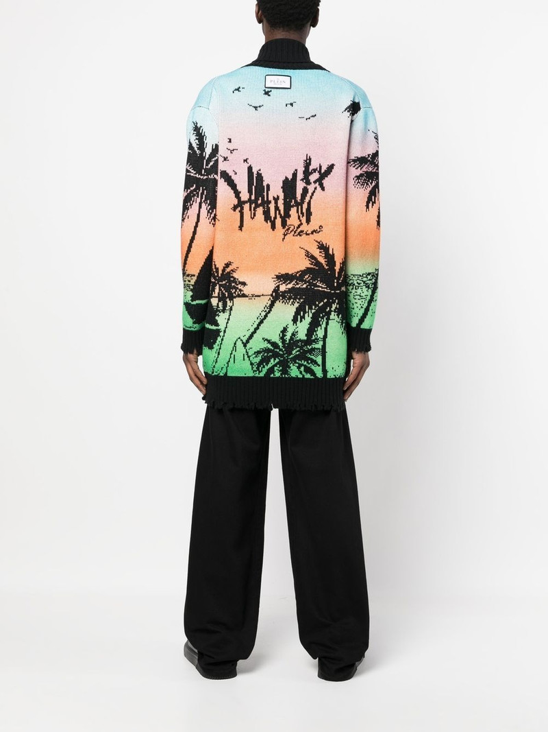 Hawaii-print button-up cardigan 4